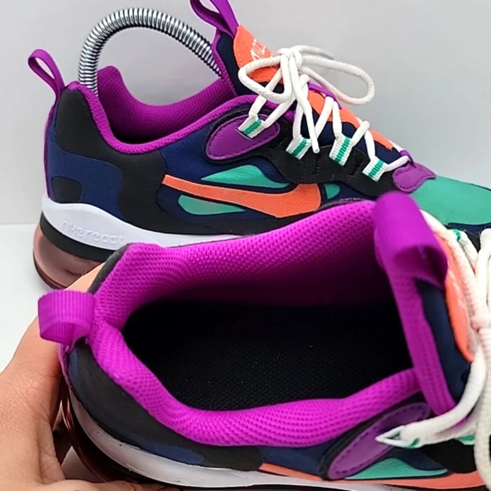 Nike | Air Max 270 React Kinetic Green/Purple Sneakers | WMS 6.5 - Picture 5 of 9